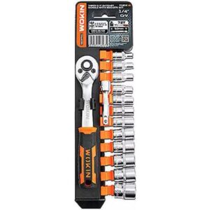 Wokin  14 Pcs 1/4" Ratchet Handle With Sockets Set