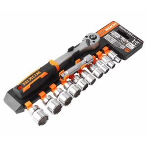 Wokin 12 Pcs 3/8" Ratchet Handle With Socket Set